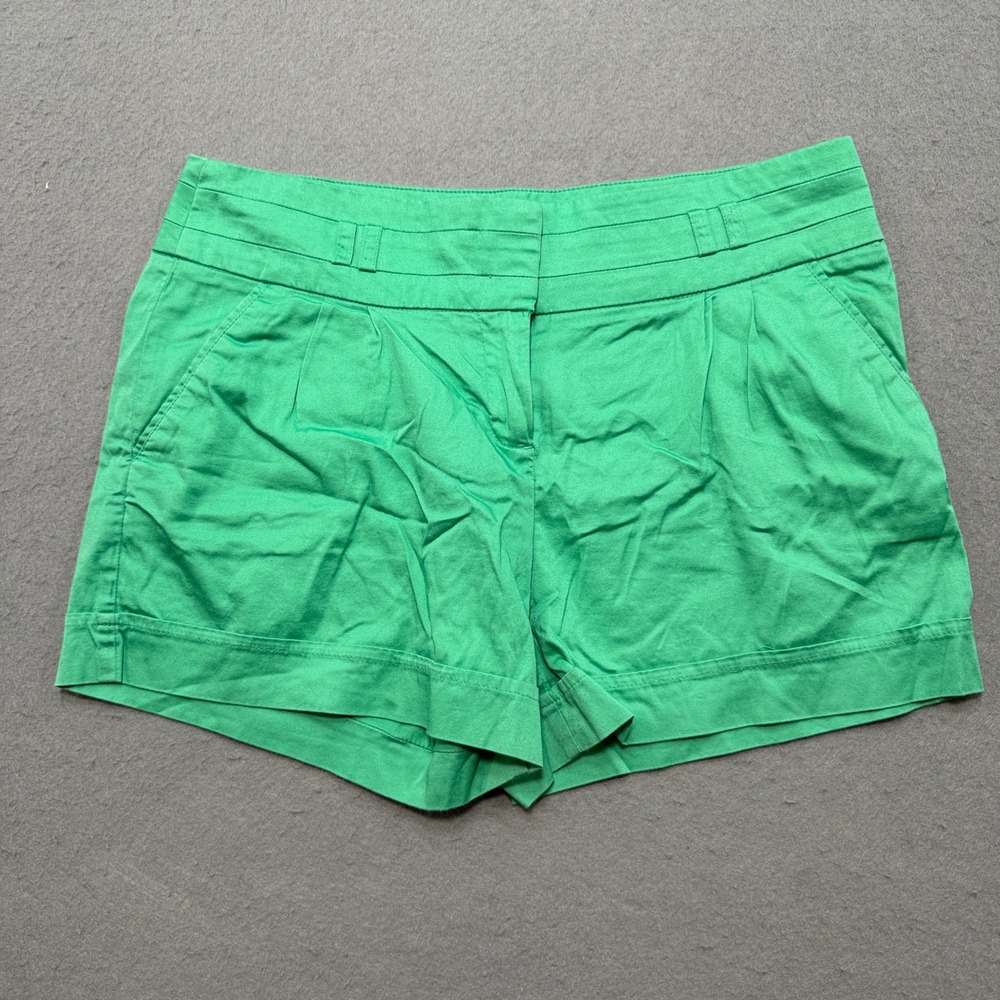 Dynamite Chino Shorts Women's 7 Green Pleated Mid Rise Stretch Summer Activewear